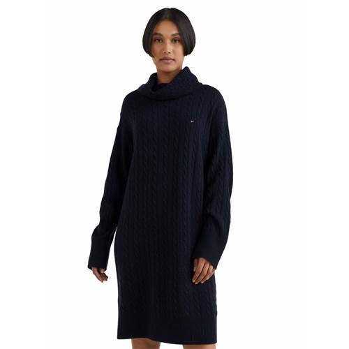 šaty Tommy Hilfiger Softwool Cable Rollnk Dress