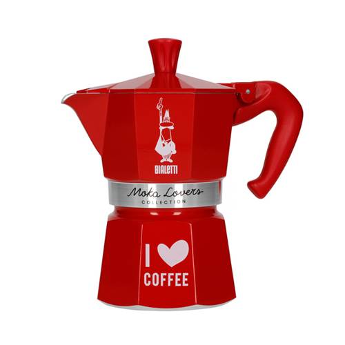 Kawa i herbata Bialetti Moka Express Love NA 3 Filiżanki Espresso 3 TZ Czerwona Włoska Kawiarka Aluminiowa Ciśnieniowa